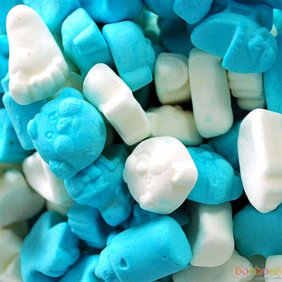 guimauves pour fête baby shower, bonbons bleu et blanc, friandises