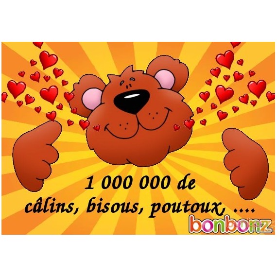 Carte fantaisie BISOUS - Message personnalisé