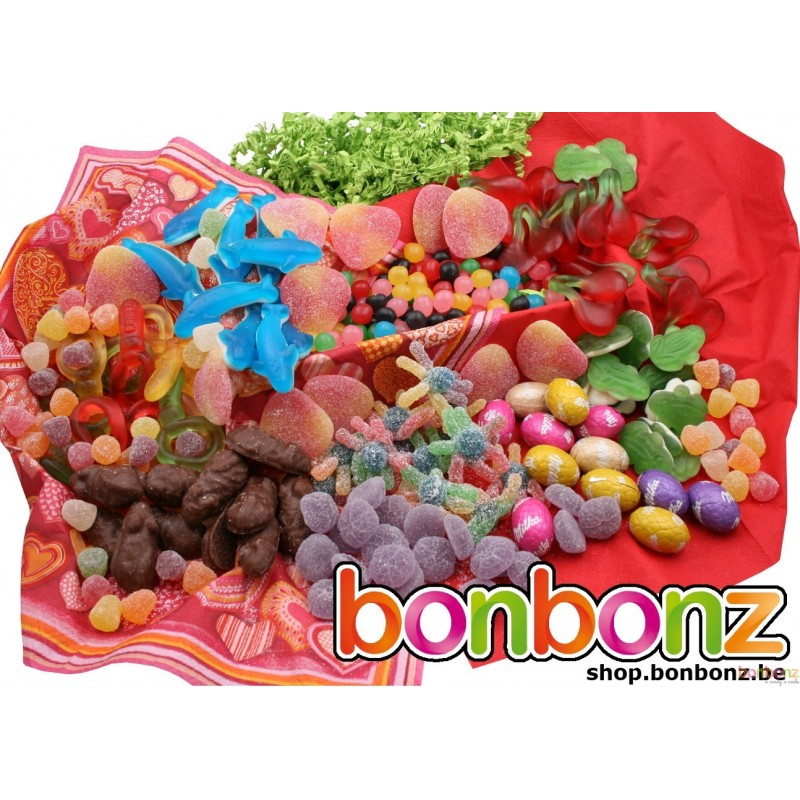 bonbons Haribo mélangés, bonbons anniversaire, bonbons fête, confiserie